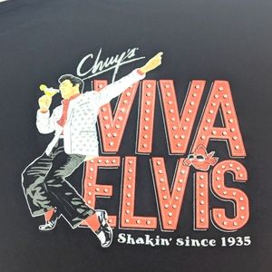 Chuy's Viva  Elvis Shakin' Since 1935 XL Black Tee Shirt